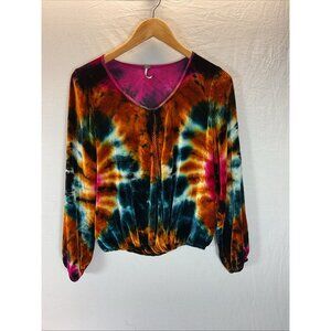 YFB Clothing‎ Jayden Silk-Blend Top Women's Tie Dye Size S Hippie 60s